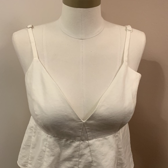 BCBGMAXAZRIA Meaghan Cropped Peplum Top White Large - Picture 4 of 11